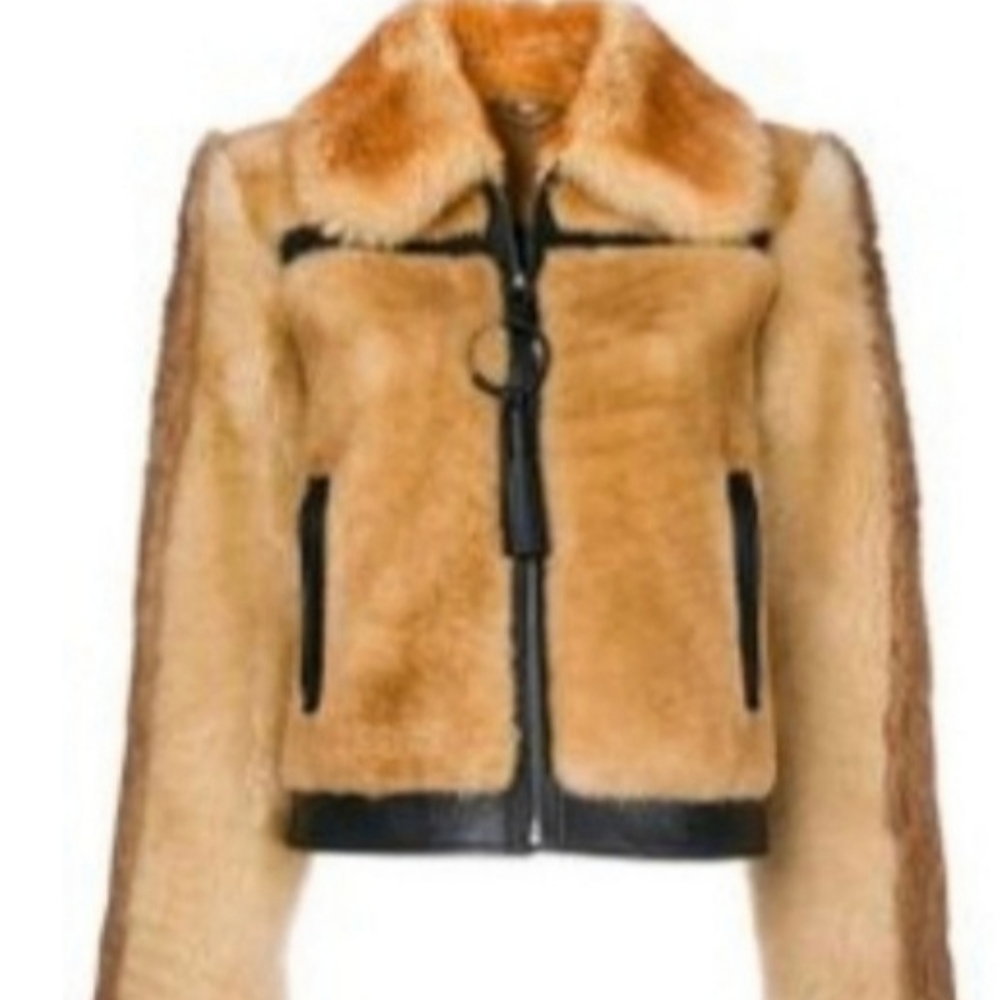 Coach 1941 Pieced Shearling Bamboo Bomber Jacket Size 8!